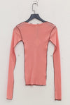 BASERANGE Ribbed Long Sleeve Top T-Shirt TTVL Collection France BAS-TTVL-RBV-WI22-BSH Ruby Red